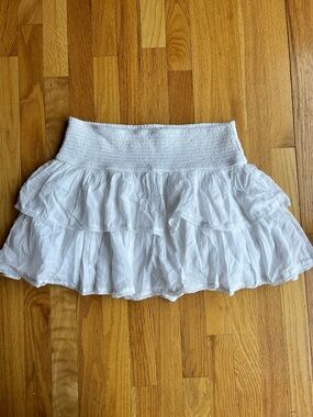 American Eagle Outfitters White Tiered Ruffle Mini Skort with Smocked Waist